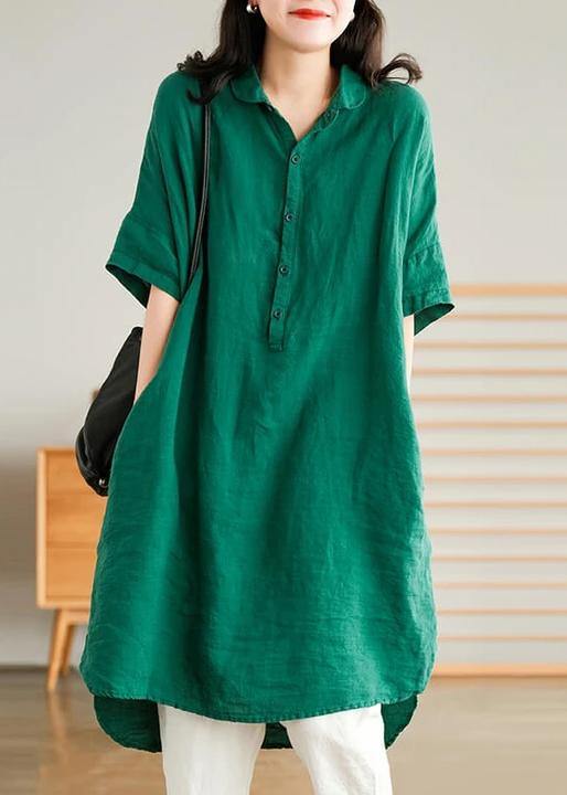 Women Casual Linen Shirt Dress