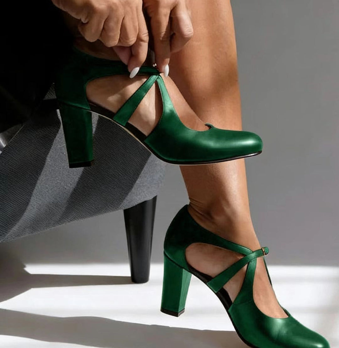 CAMILLE  | Elegant Genuine Leather Comfort Heels