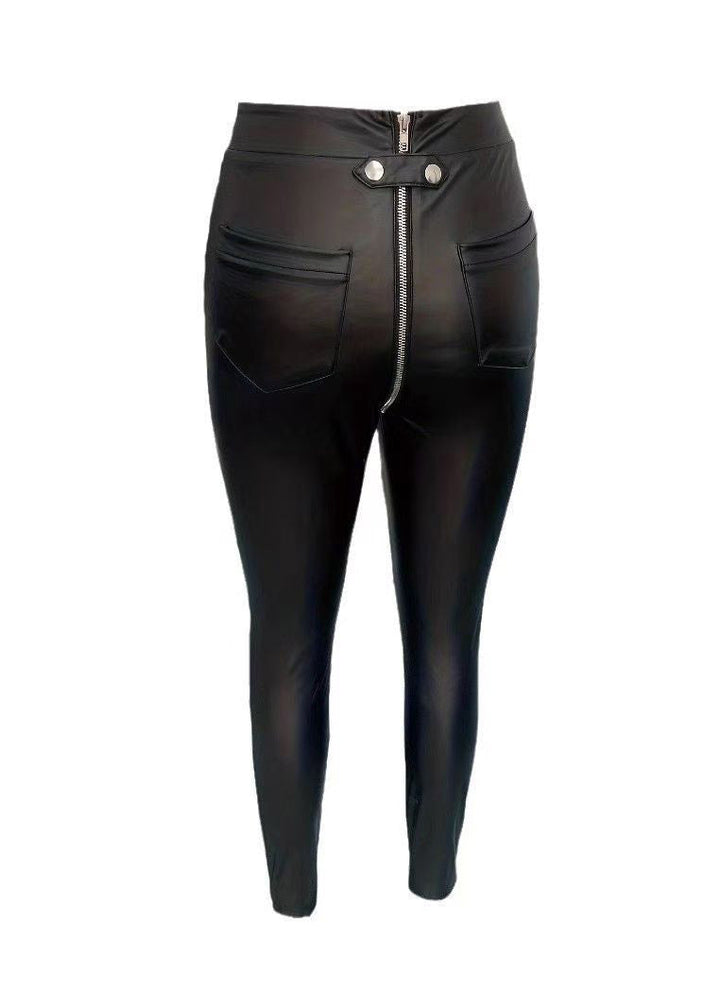 Push Up Black High Waist Faux Leather Capri Gym Shark Leggings