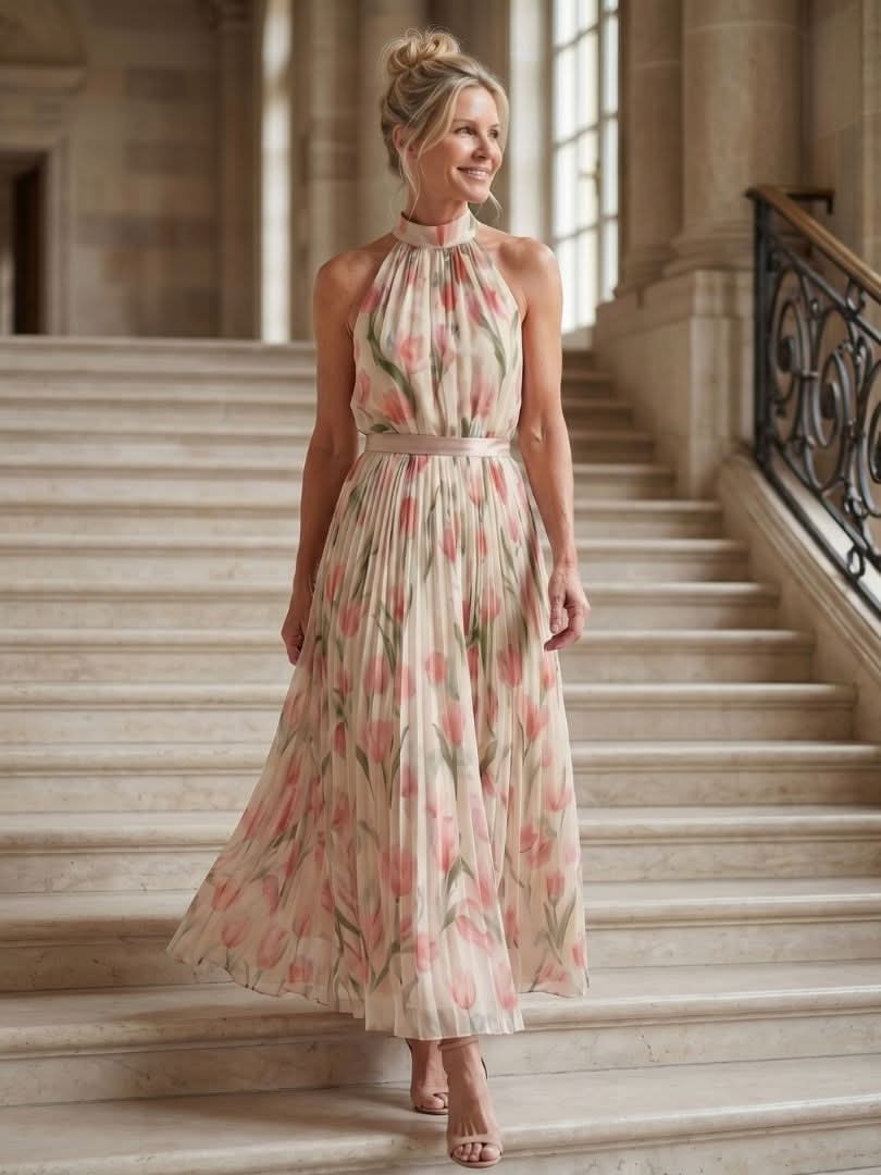 Grace & Annalee™ | Halter Neck Floral Midi Dress