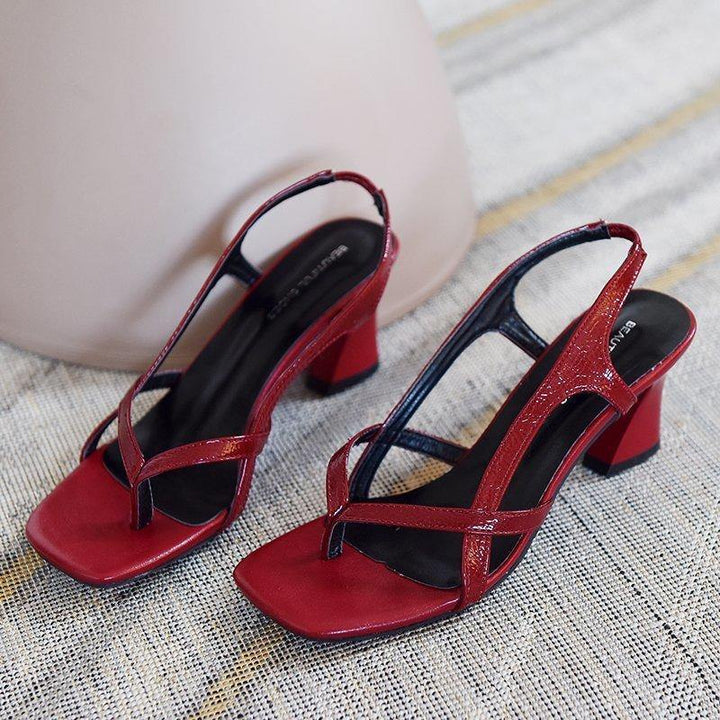 Red Sandals Peep Toe High Heel Sandals