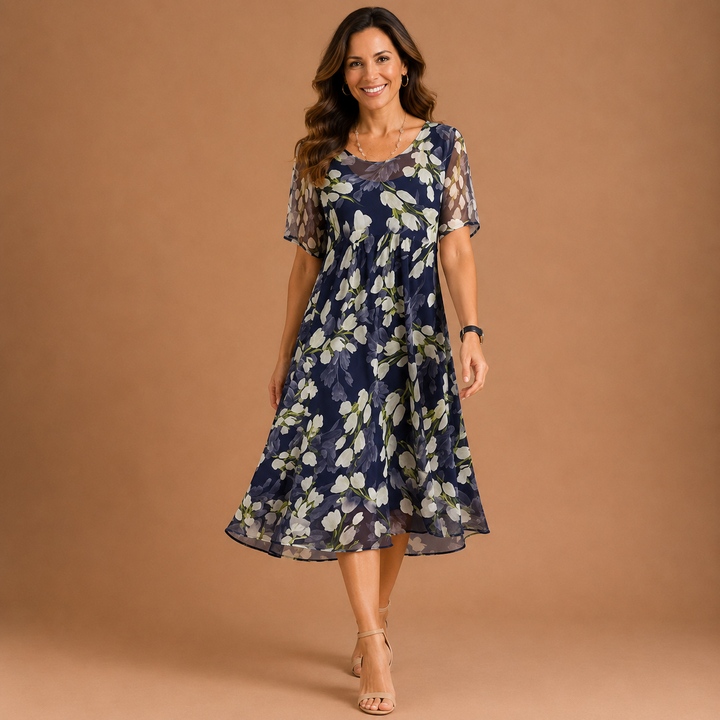 SERAPHINA | Floral Mesh Midi Dress
