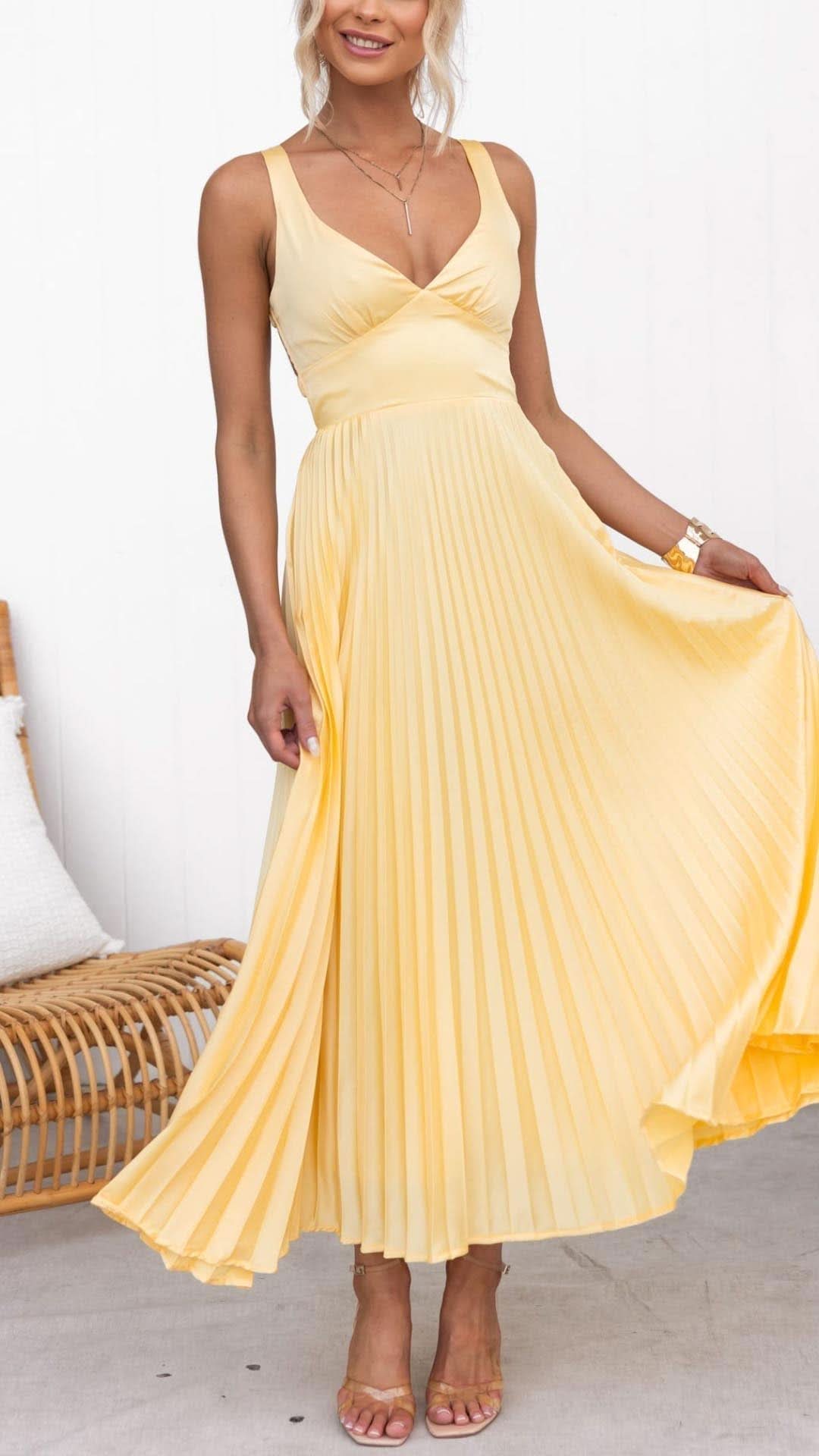 Grace & Annalee™ | Pleated V-Neck Maxi Dress