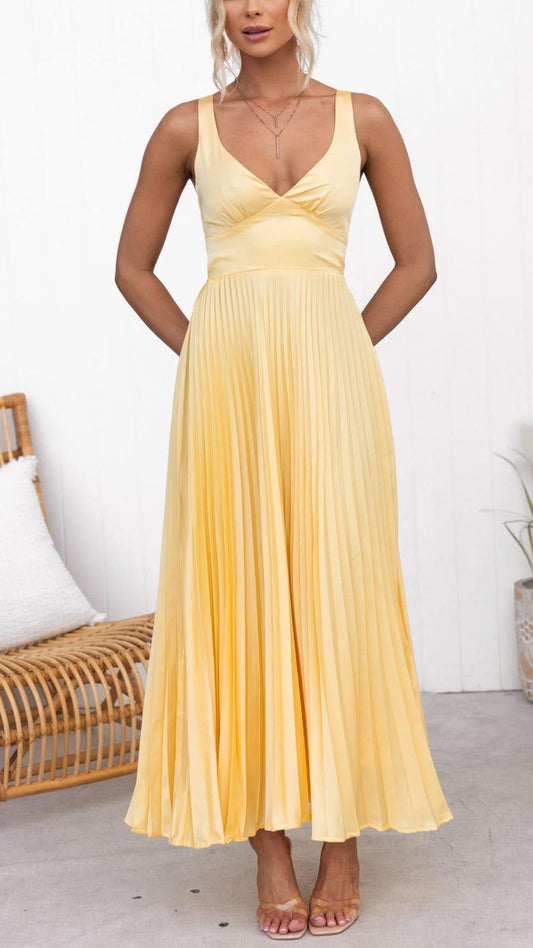 Grace & Annalee™ | Pleated V-Neck Maxi Dress