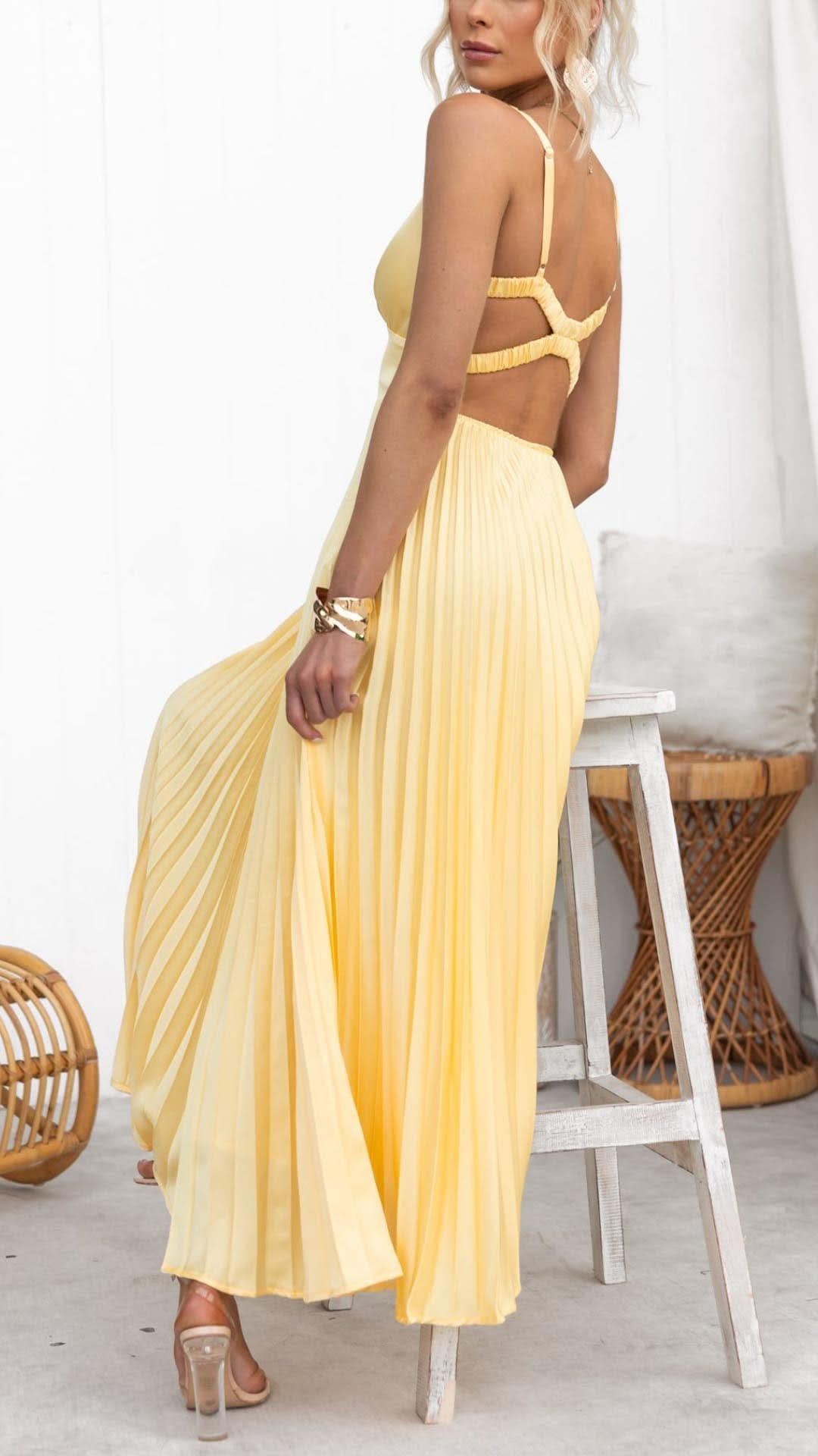 Grace & Annalee™ | Pleated V-Neck Maxi Dress
