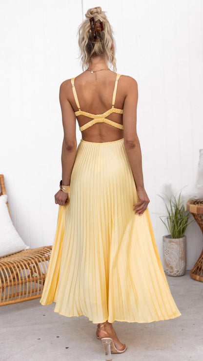 Grace & Annalee™ | Pleated V-Neck Maxi Dress