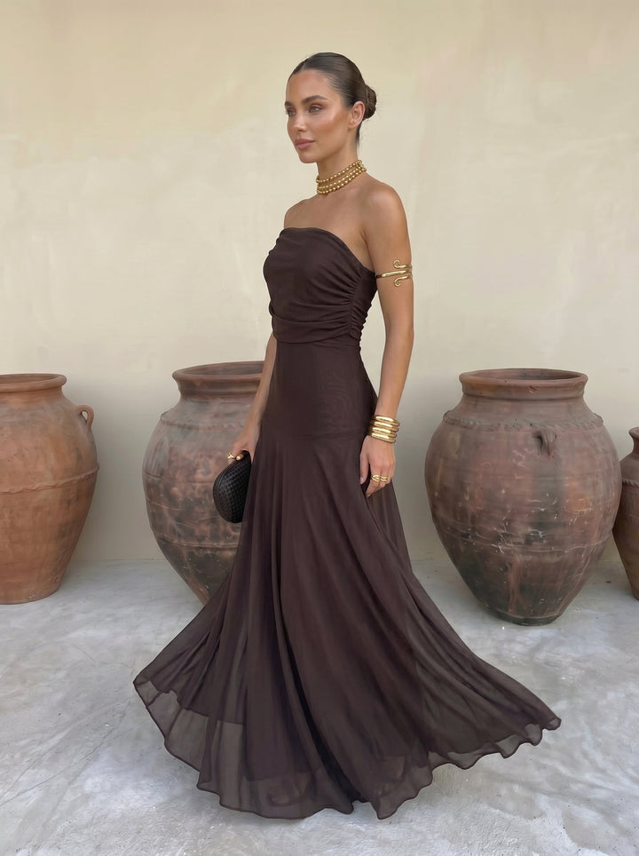 VALENTINA | Elegant Ruched Maxi Dress