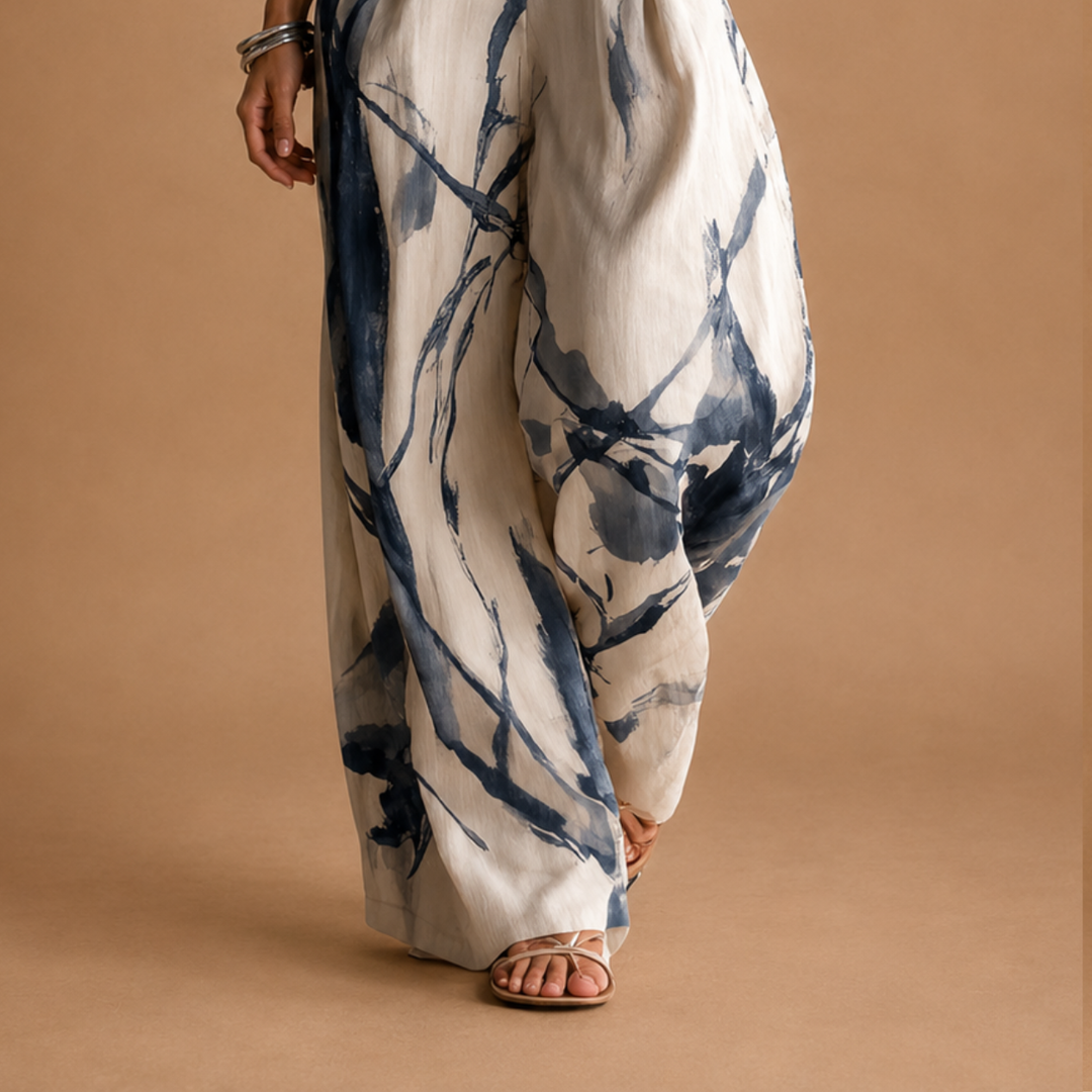 LILA | Wide Jumpsuit with Ink Effect Print