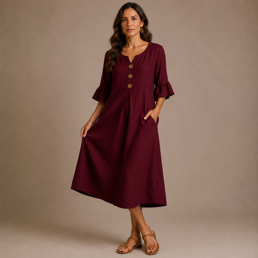 VANESA | Button Detail Midi Dress
