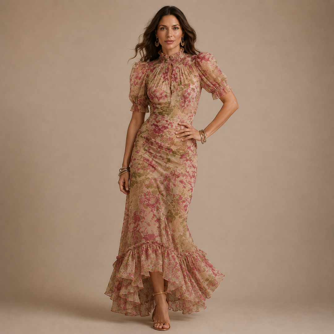 VIANNE | High Neck Floral Maxi Dress