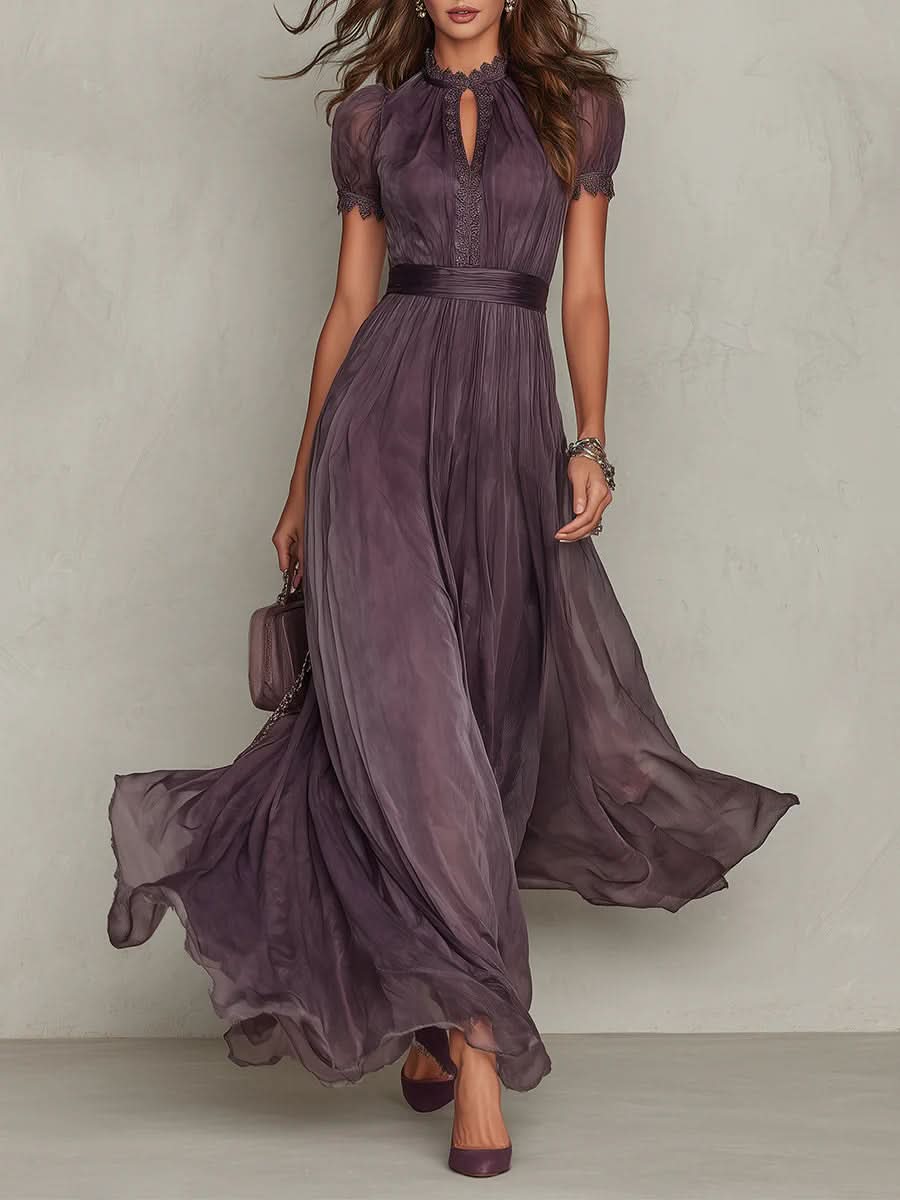 Marie • Long purple dress with keyhole neckline
