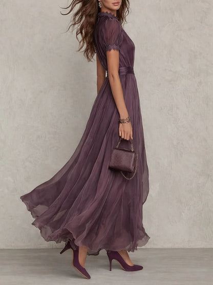 Marie • Long purple dress with keyhole neckline