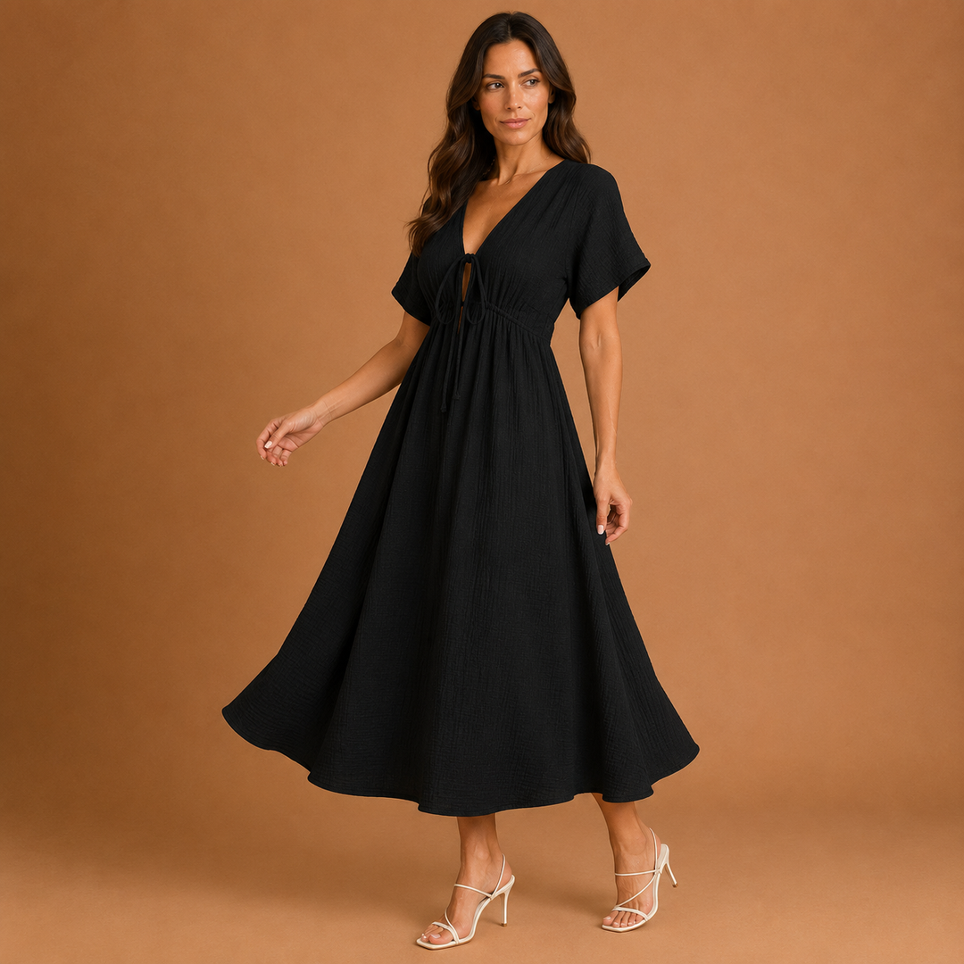 VIVIAN | Relaxed V-Neck Maxi Dress