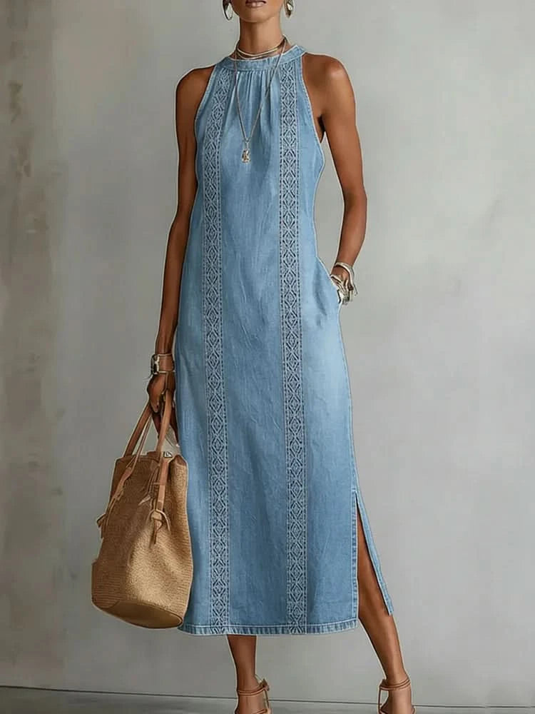 Julia | Retro Lace Denim Dress