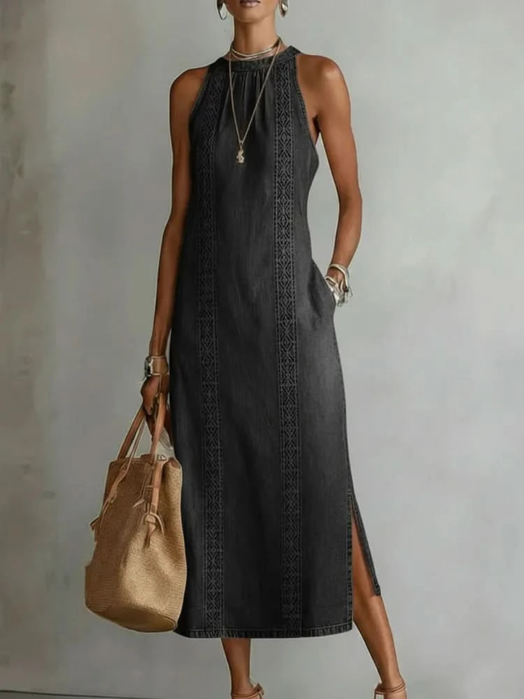 Julia | Retro Lace Denim Dress