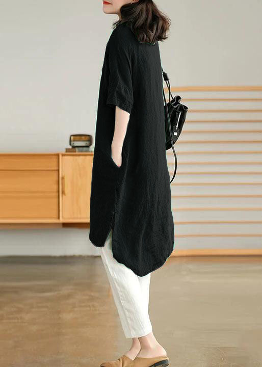 Women Casual Linen Shirt Dress