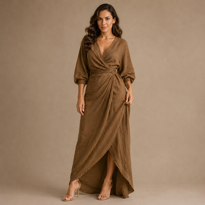 NINA | Long Minimalist Dress with V-Neck