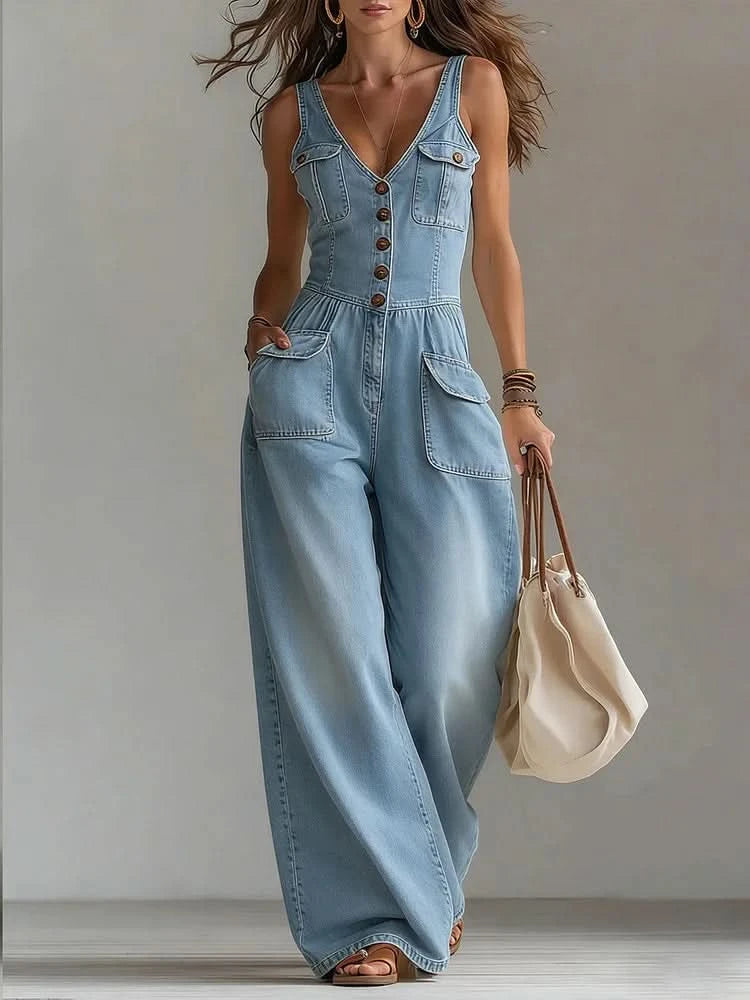 Sophie | Casual Denim Wide Jumpsuit