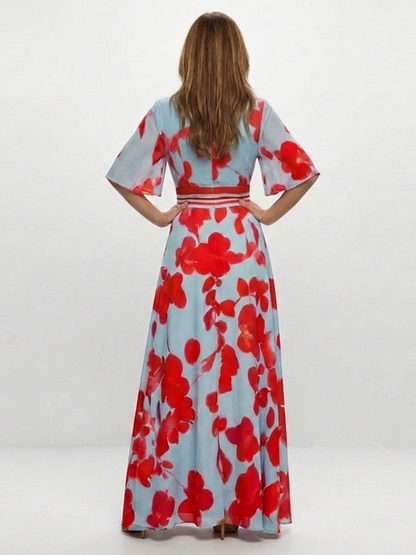 Grace & Annalee™ | V Neck Short Sleeve Floral Maxi Dress