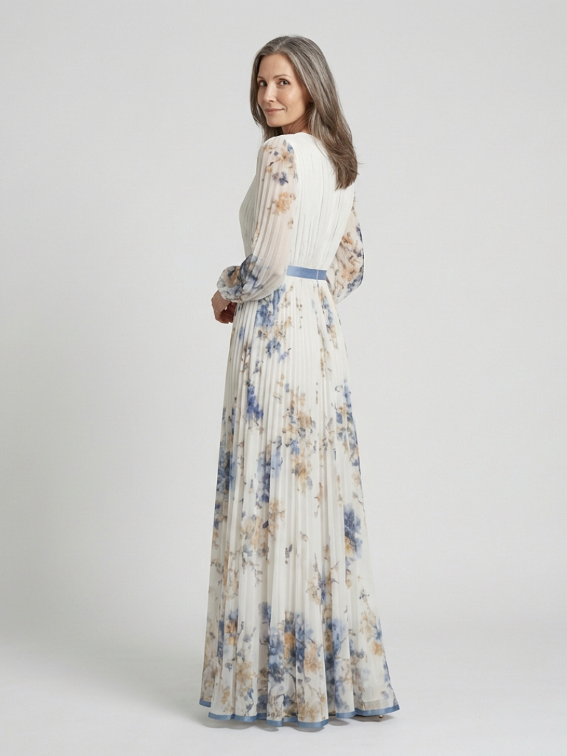 Grace & Annalee™ | Long Sleeve V Neck Floral Maxi Dress