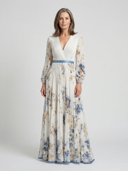 Grace & Annalee™ | Long Sleeve V Neck Floral Maxi Dress