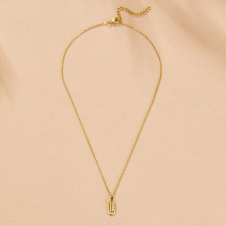 Crystal Paperclip Pendant Necklace