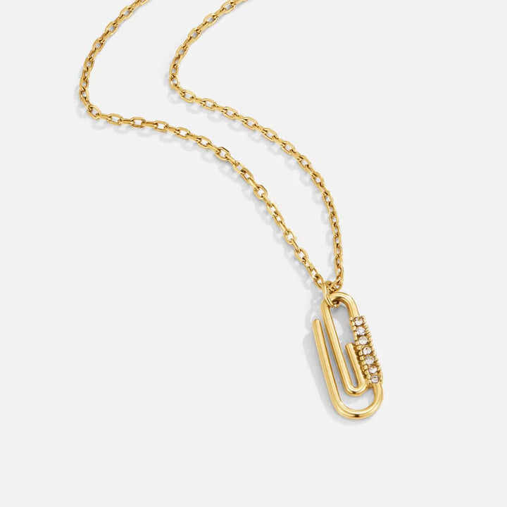 Crystal Paperclip Pendant Necklace