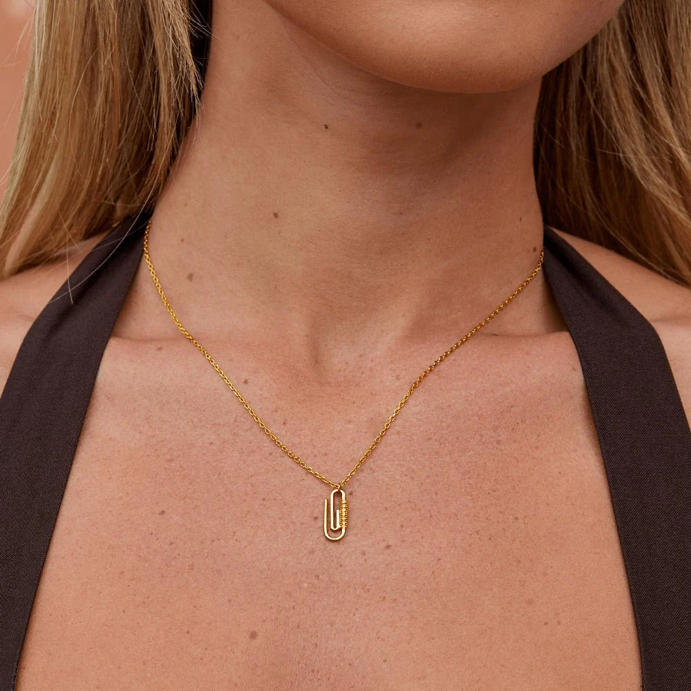 Crystal Paperclip Pendant Necklace
