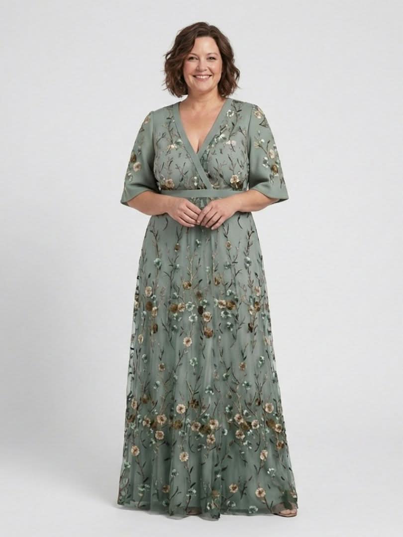 Grace & Annalee™ | Floral V Neck Short Sleeve Maxi Dress