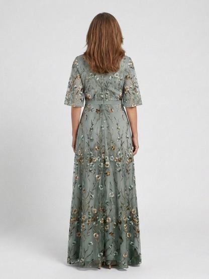 Grace & Annalee™ | Floral V Neck Short Sleeve Maxi Dress