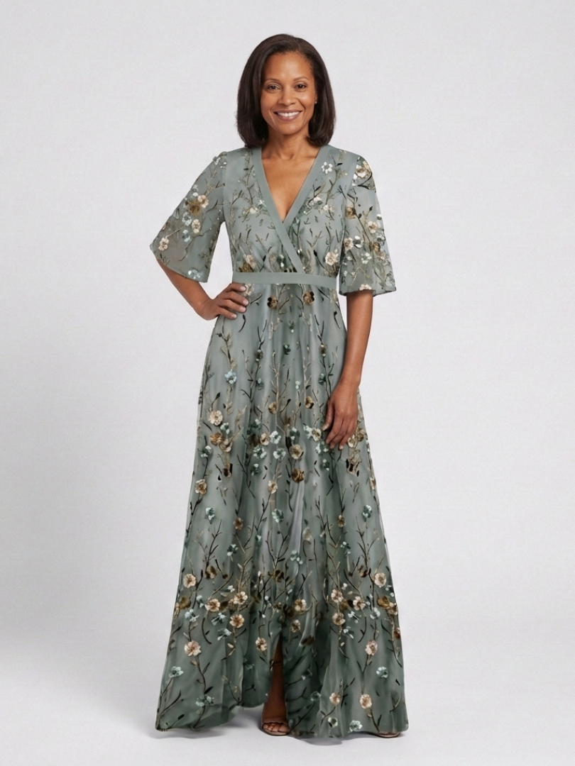 Grace & Annalee™ | Floral V Neck Short Sleeve Maxi Dress