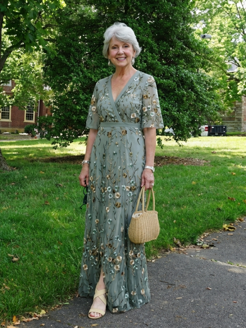 Grace & Annalee™ | Floral V Neck Short Sleeve Maxi Dress