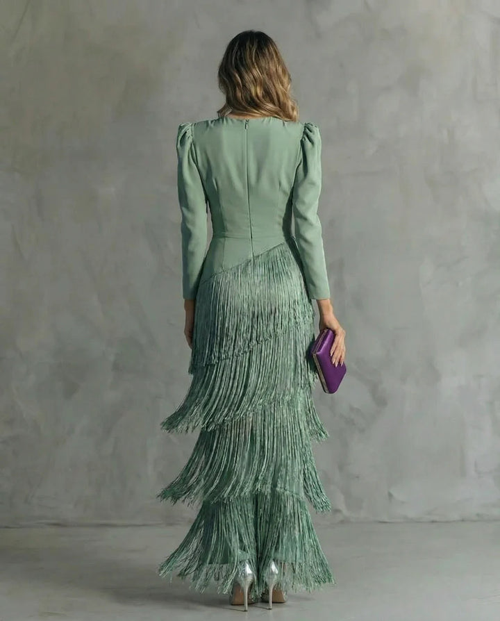 Claire | Elegant dress with fringe sleeves