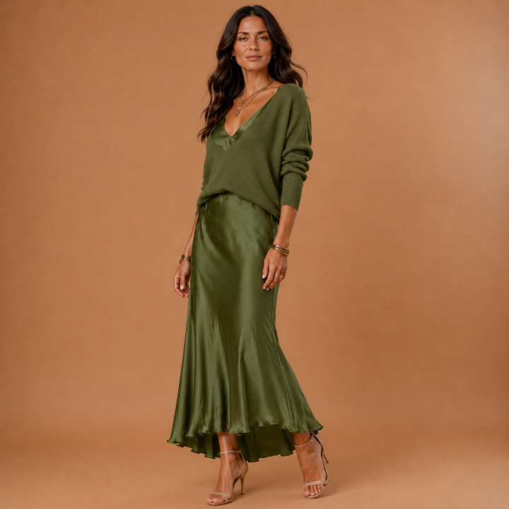 SOLENE | Slip Dress &amp; Knit Set