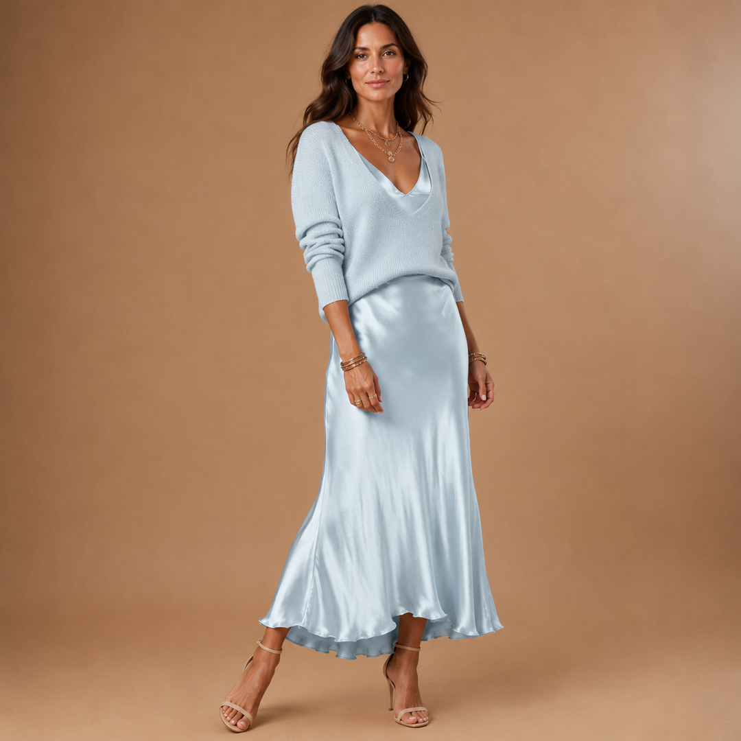 SOLENE | Slip Dress &amp; Knit Set
