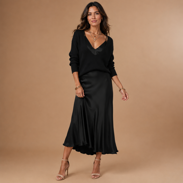SOLENE | Slip Dress &amp; Knit Set