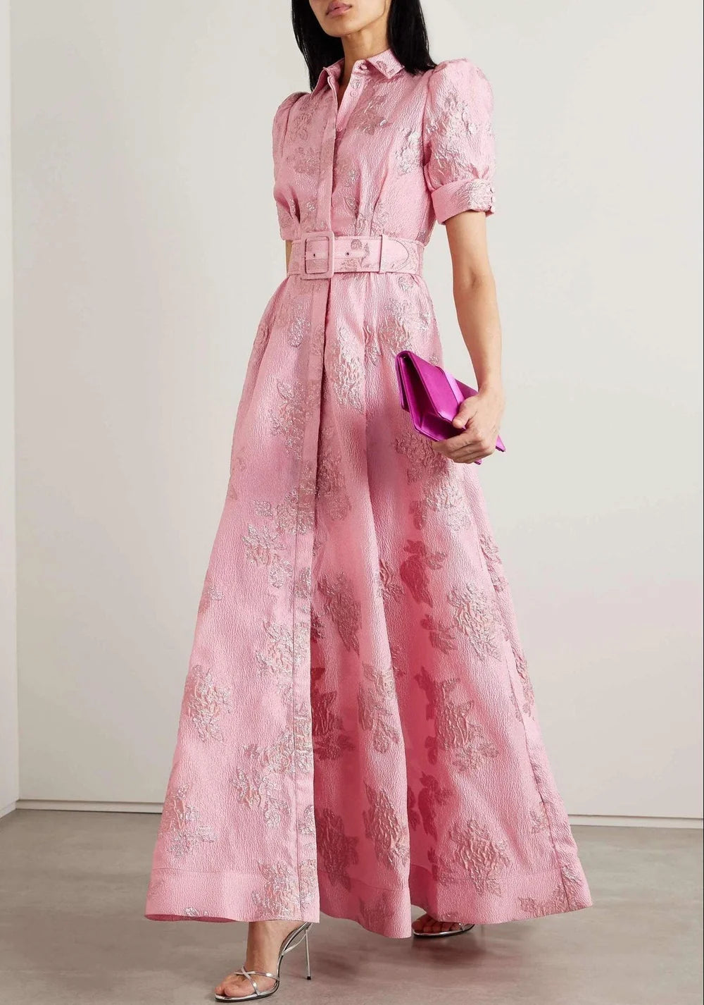 Anabella - Elegant Wedding Guest Maxi Dress with Short Puff Sleeves VIP