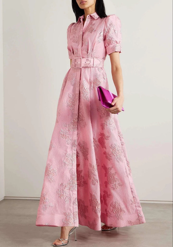 Anabella - Elegant Wedding Guest Maxi Dress with Short Puff Sleeves VIP