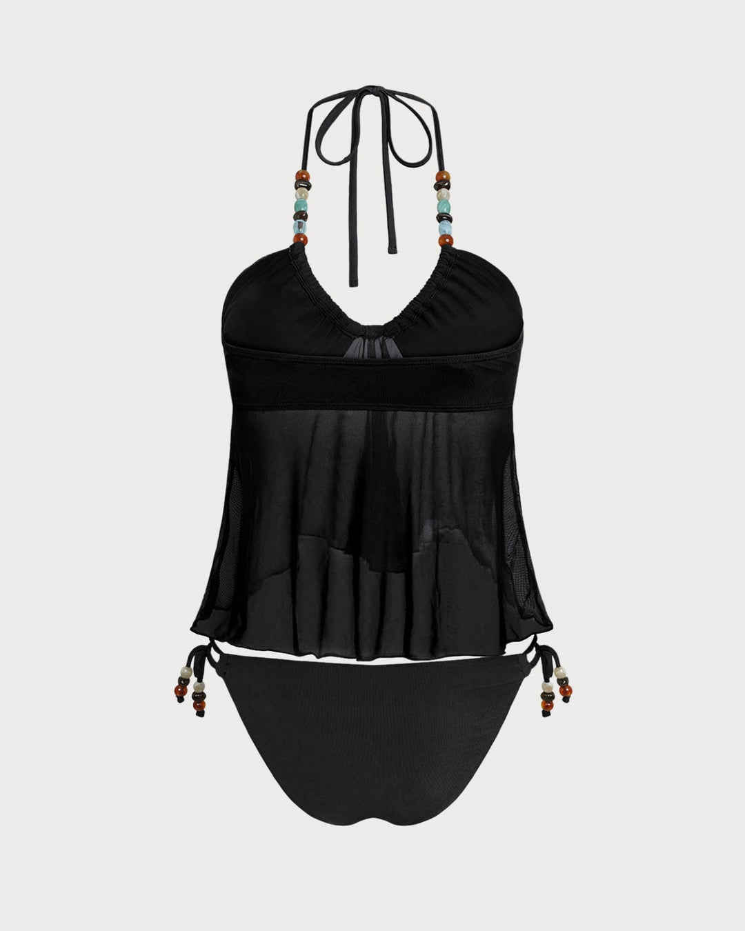 Black Halter Low Waisted Tankini Set
