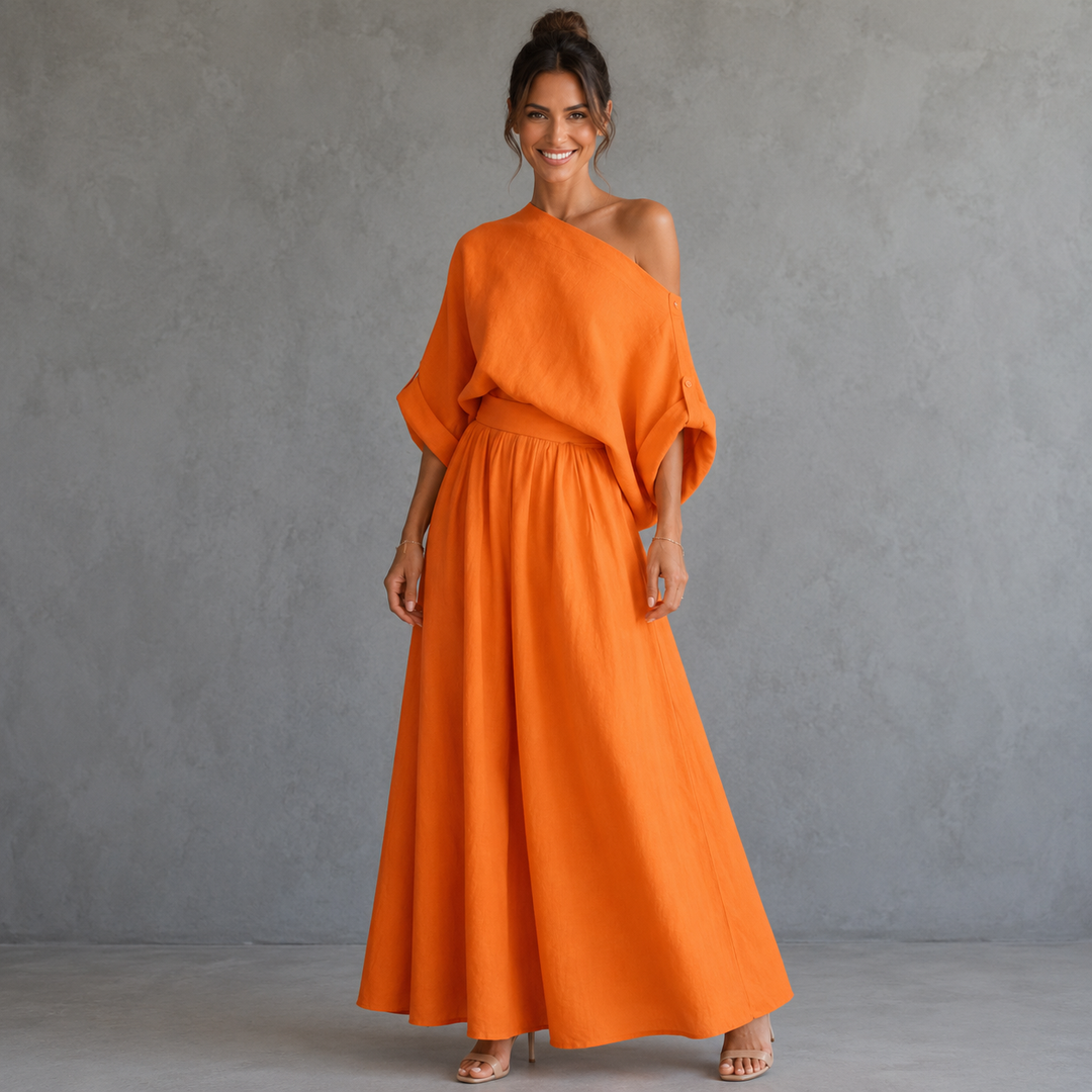 LISA | Soft Off-Shoulder Top and Tapered Pants Set