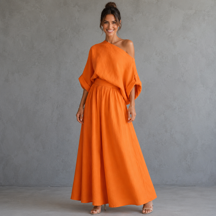 LISA | Soft Off-Shoulder Top and Tapered Pants Set