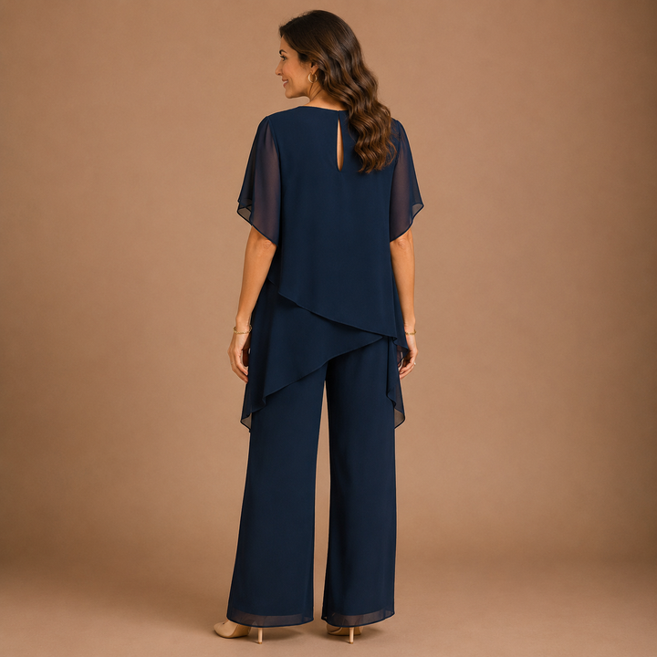 NATASHA | Layered Top and Wide Leg Pants Set