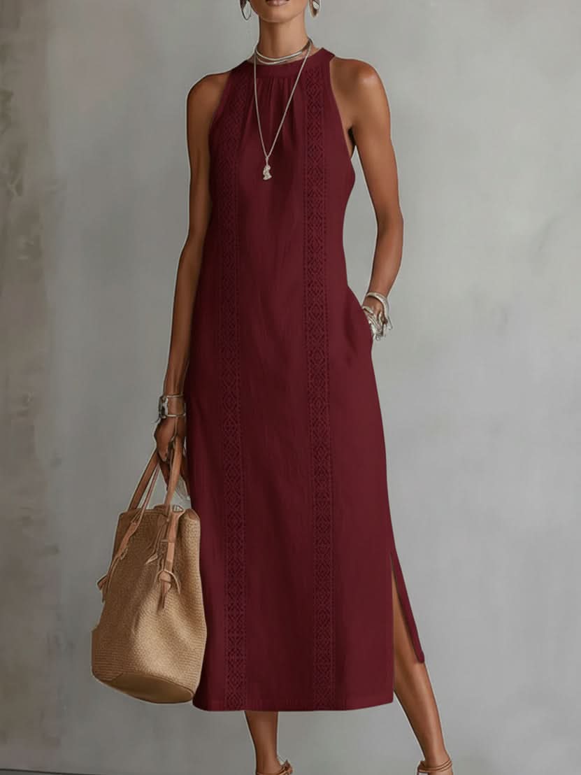 Jimena | Midi Dress with Mao Collar