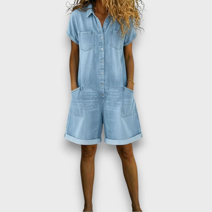 Joan | Vintage short Cotton Denim-Look Overalls