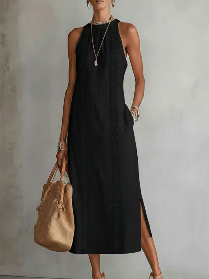 Jimena | Midi Dress with Mao Collar