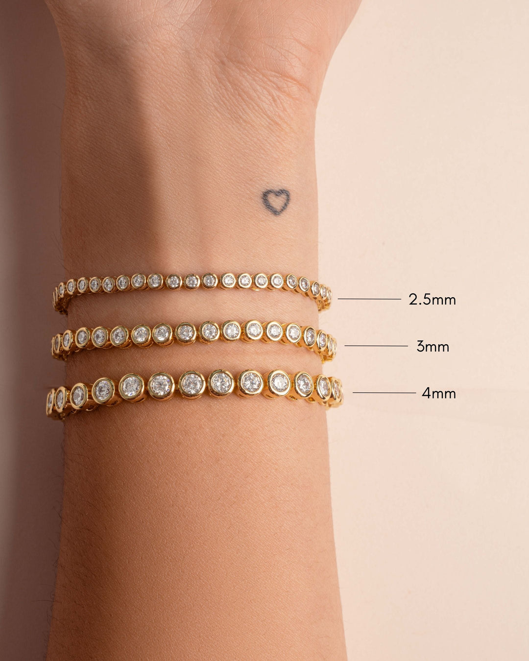 2.5mm Round Bezel Tennis Bracelet