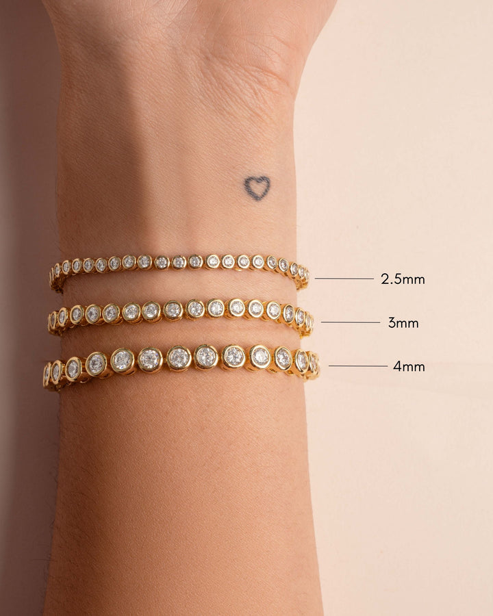 2.5mm Round Bezel Tennis Bracelet