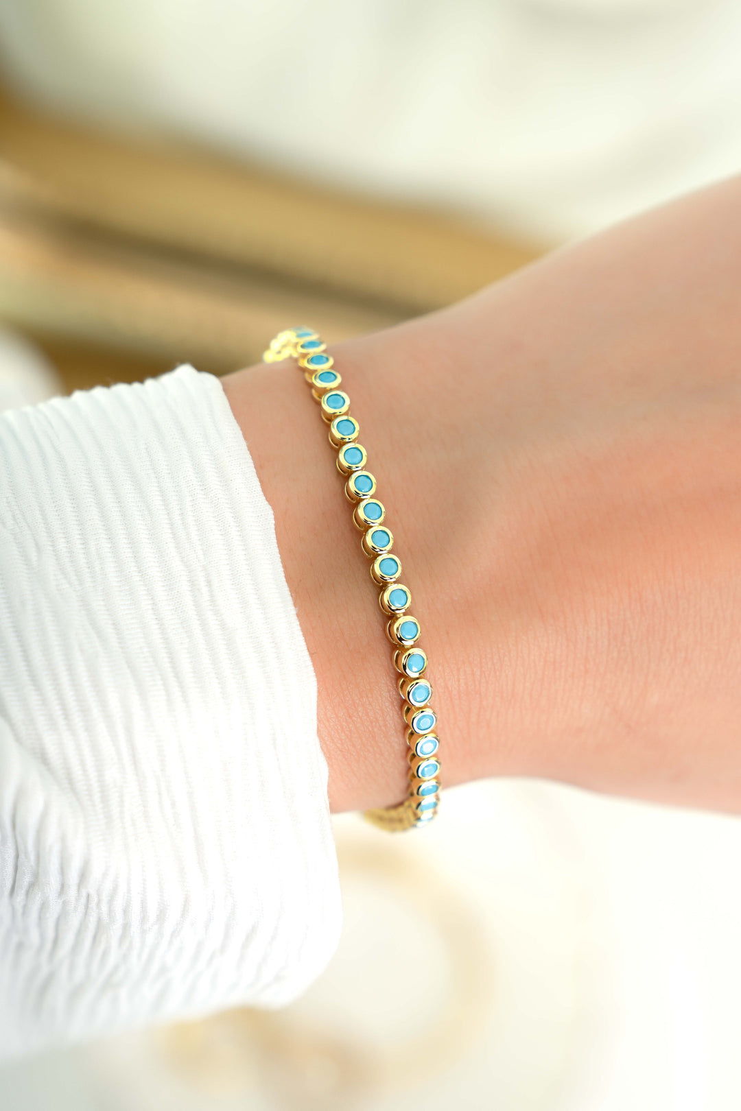 Turquoise Bezel Tennis Bracelet