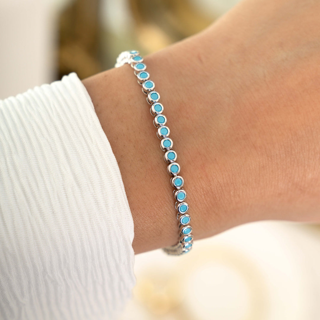 Turquoise Bezel Tennis Bracelet
