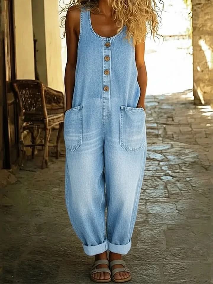 Ruth | Vintage Washed Cotton Denim Overalls
